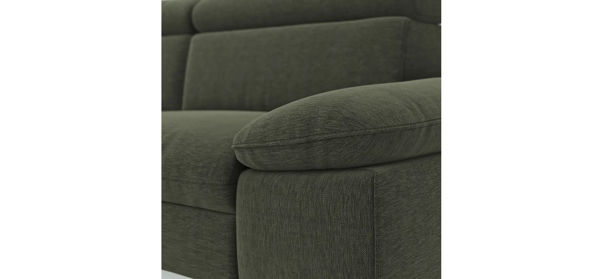 Ecksofa Felipa - Ecke links mit 2,5-Sitzer inkl. Kopfteil verstellbar, Stoff, Dunkelgrün