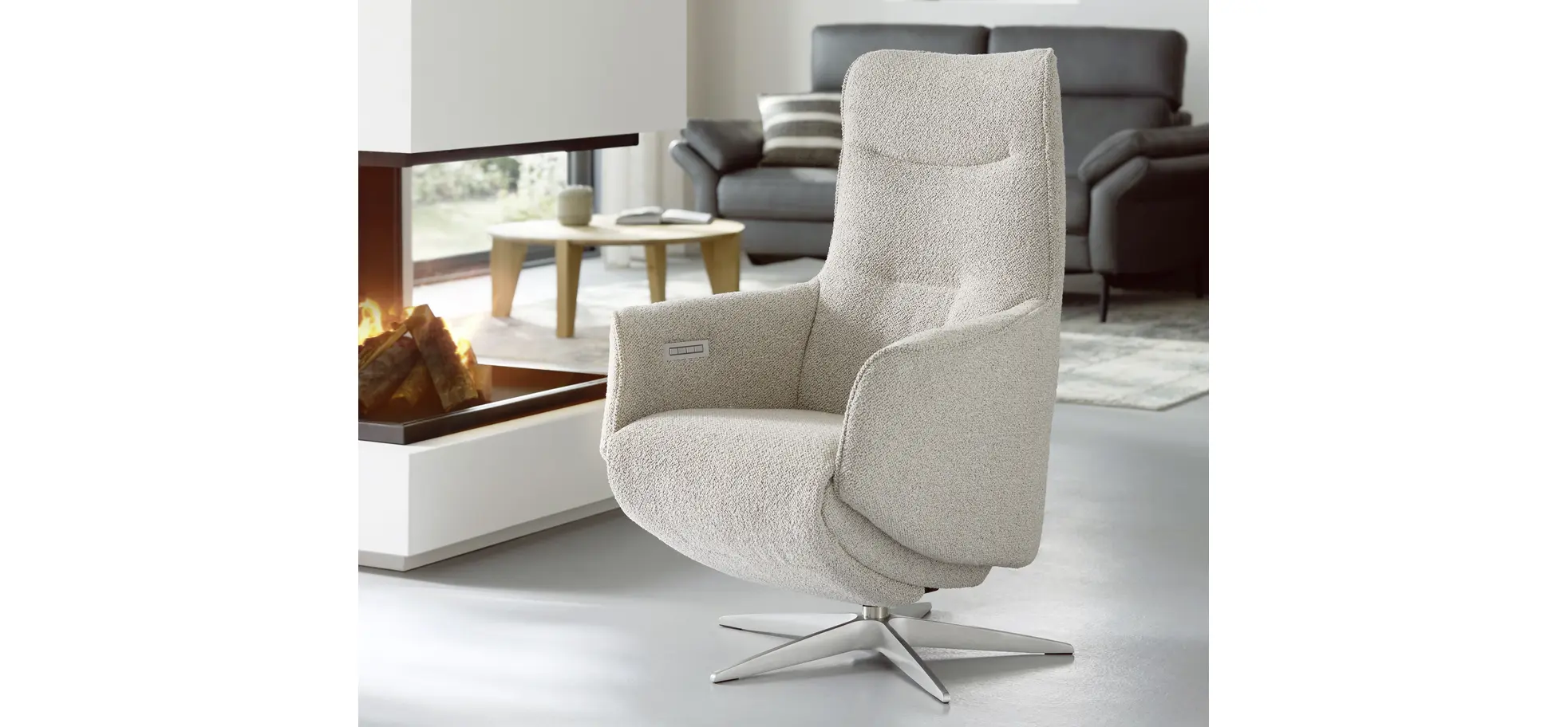 Relaxsessel Riposo - inkl. motorischer Relaxfunktion, Stoff, Graubeige