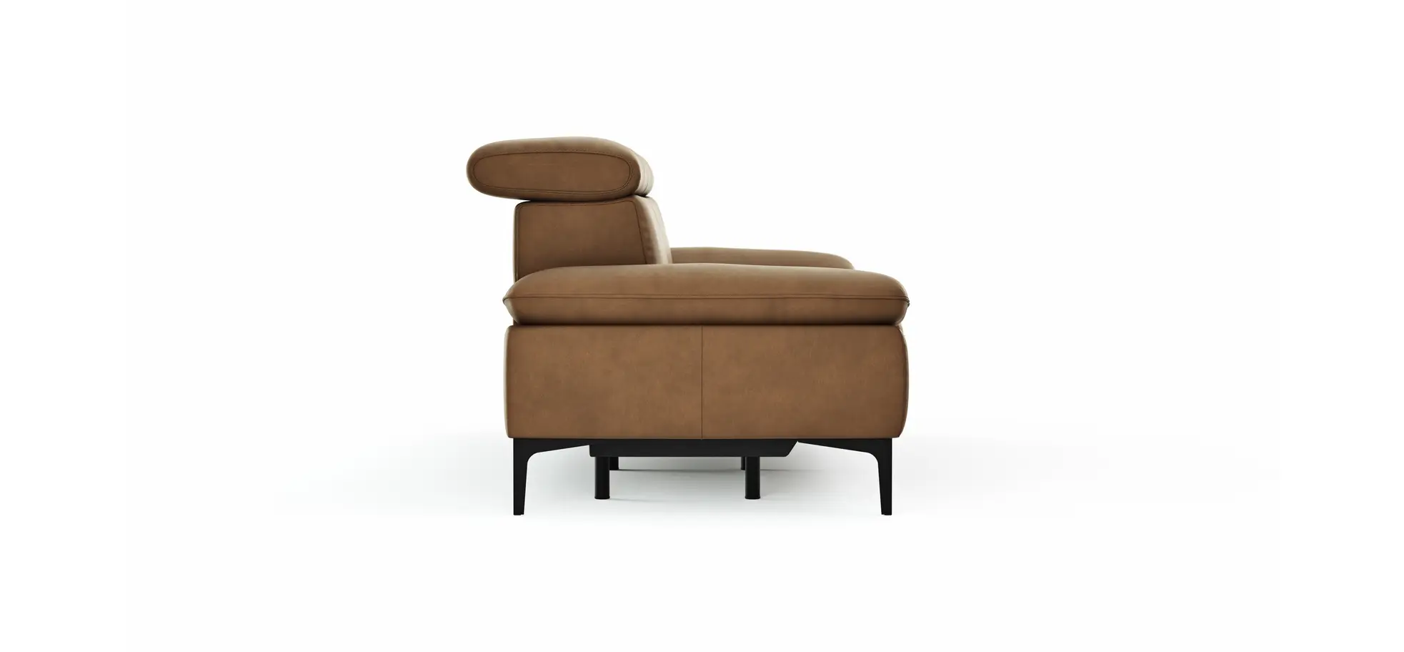 Sofa Felipa - 3-Sitzer inkl. Relaxfunktion (motorisch) und Kopfteil verstellbar, Leder, Cognac