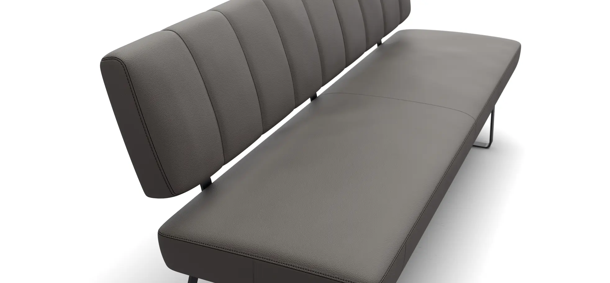 Polsterbank Carmelo - Breite ca. 183 cm, Leder, Steingrau