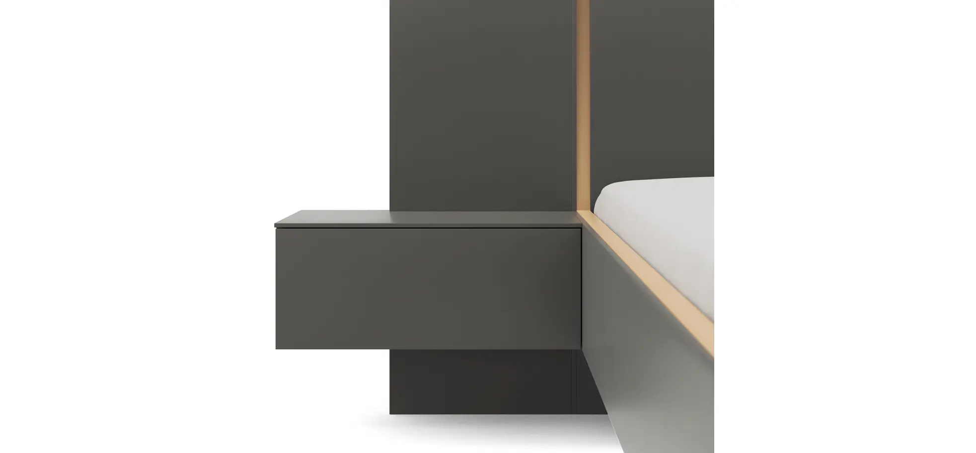 Bettanlage Matera - Lack, Grau, Absetzung Gelb