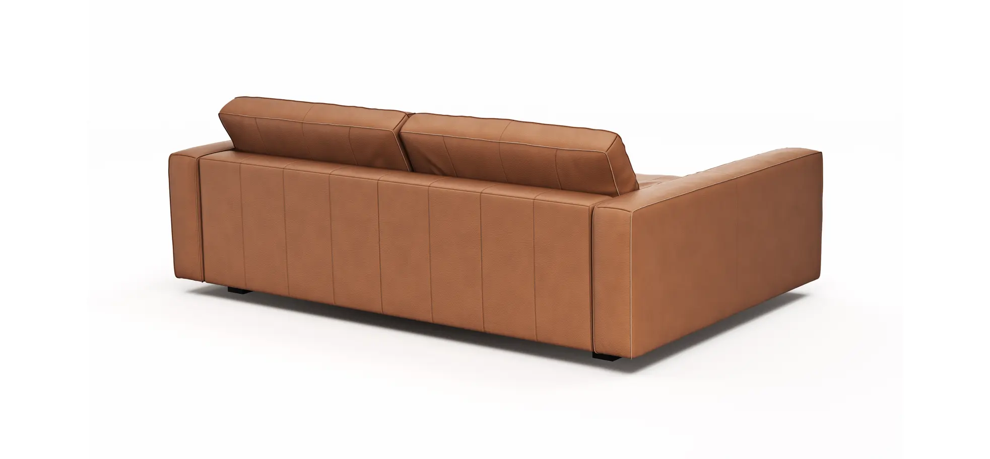 Sofa Aprino 2 - 3,5-Sitzer XXL, Dickleder, Cognac, Armlehne Block schmal