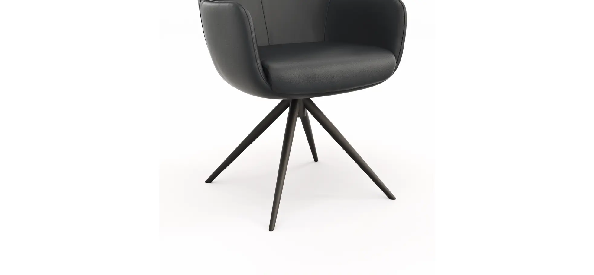 Armlehnstuhl Mis - Leder, Schwarz, Gestell, Schwarz