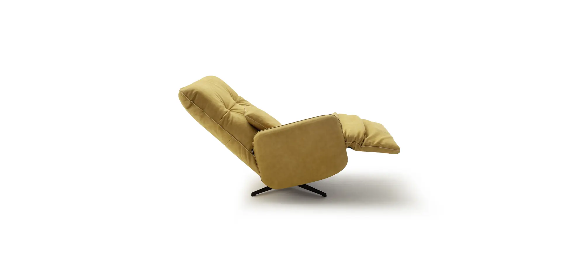 Loungesessel Lovere - Leder, Curry, Armlehne links