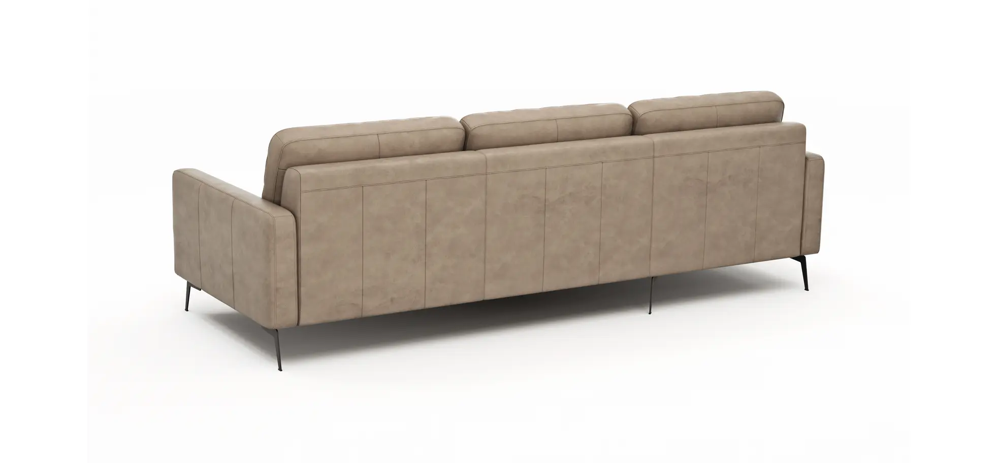 Ecksofa Enna - Longchair Links mit 3-Sitzer, Armlehne A, Leder, Taupe