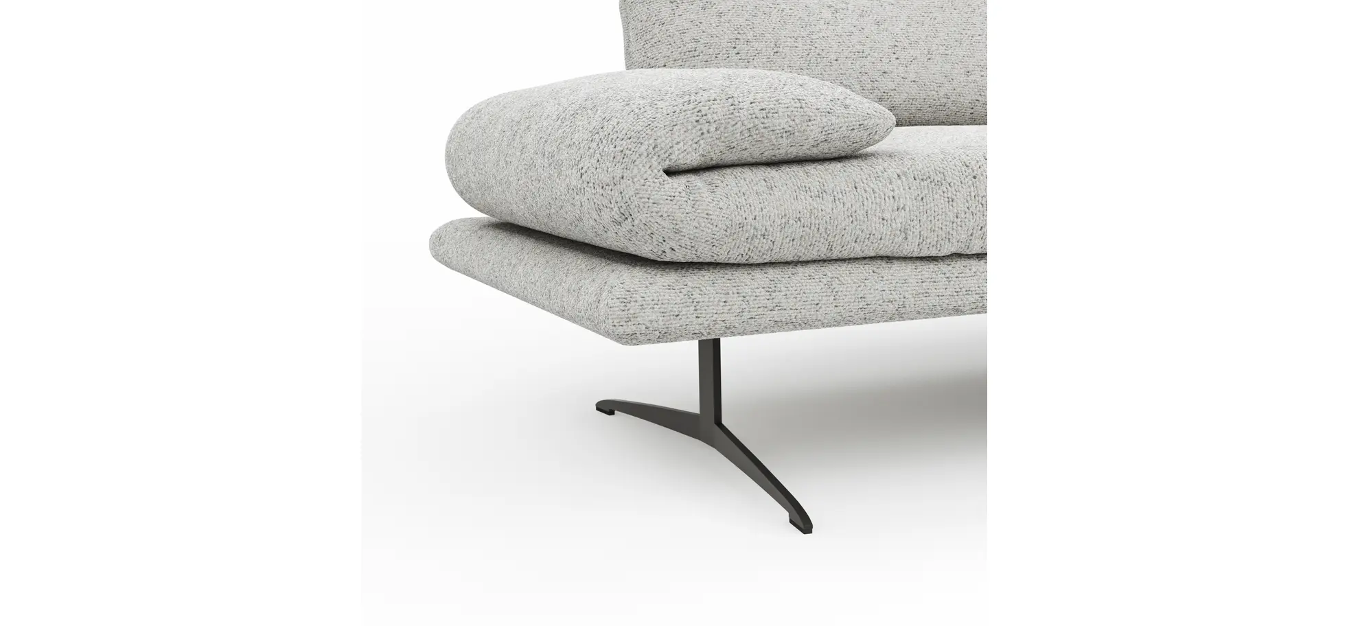 Ecksofa Lucero 2.0 - 2-Sitzer mit Longchair rechts inkl. Sitztiefenverstellung, Drehsitz und Sitztiefe verstellbar, Stoff, Offwhite