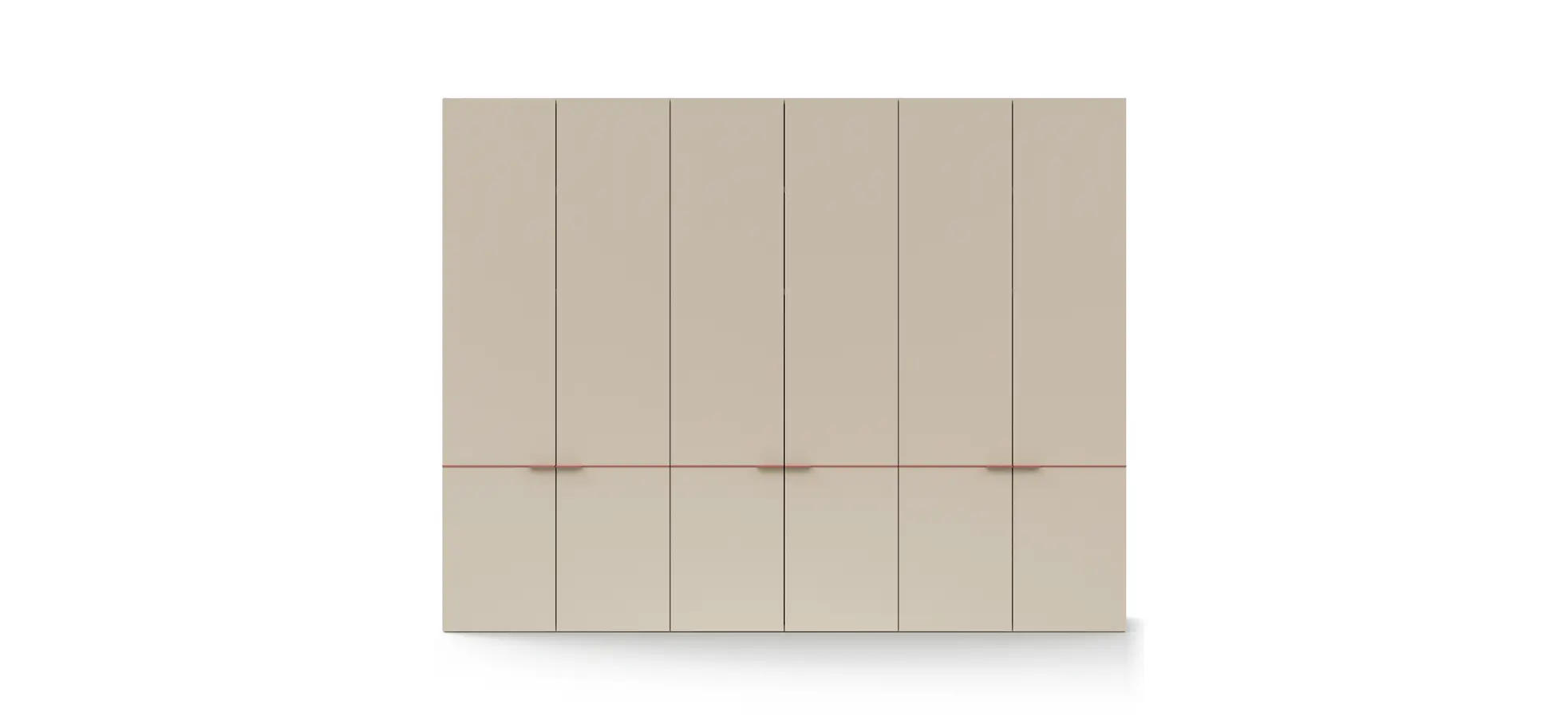 Drehtürenschrank Matera - BTH ca. 301x60x235 cm, Lack Kaschmir, Abs. Pfirsich