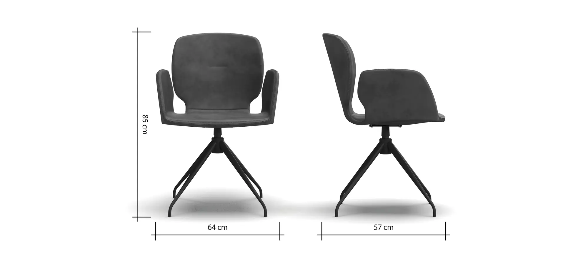 Armlehnstuhl Saltino - drehbar, Leder, Dunkelbraun