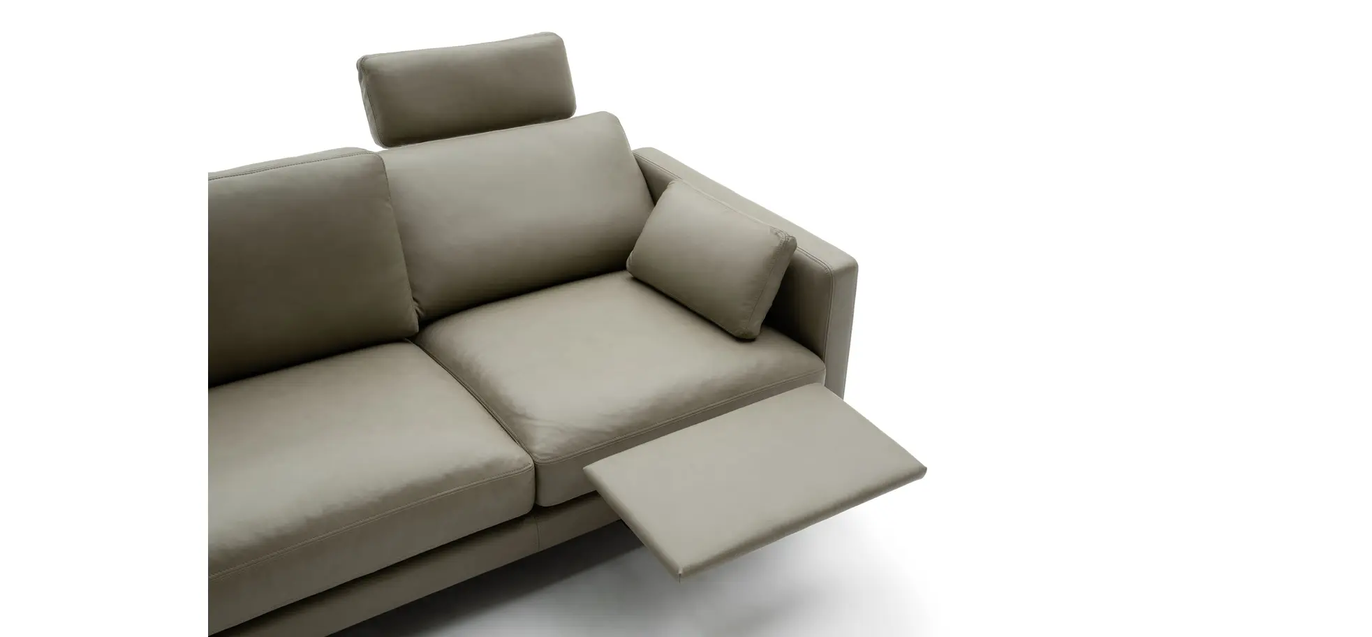 Sofa Cuneo - 2-Sitzer, Leder, Graubraun, Relaxfunktion, motorisch