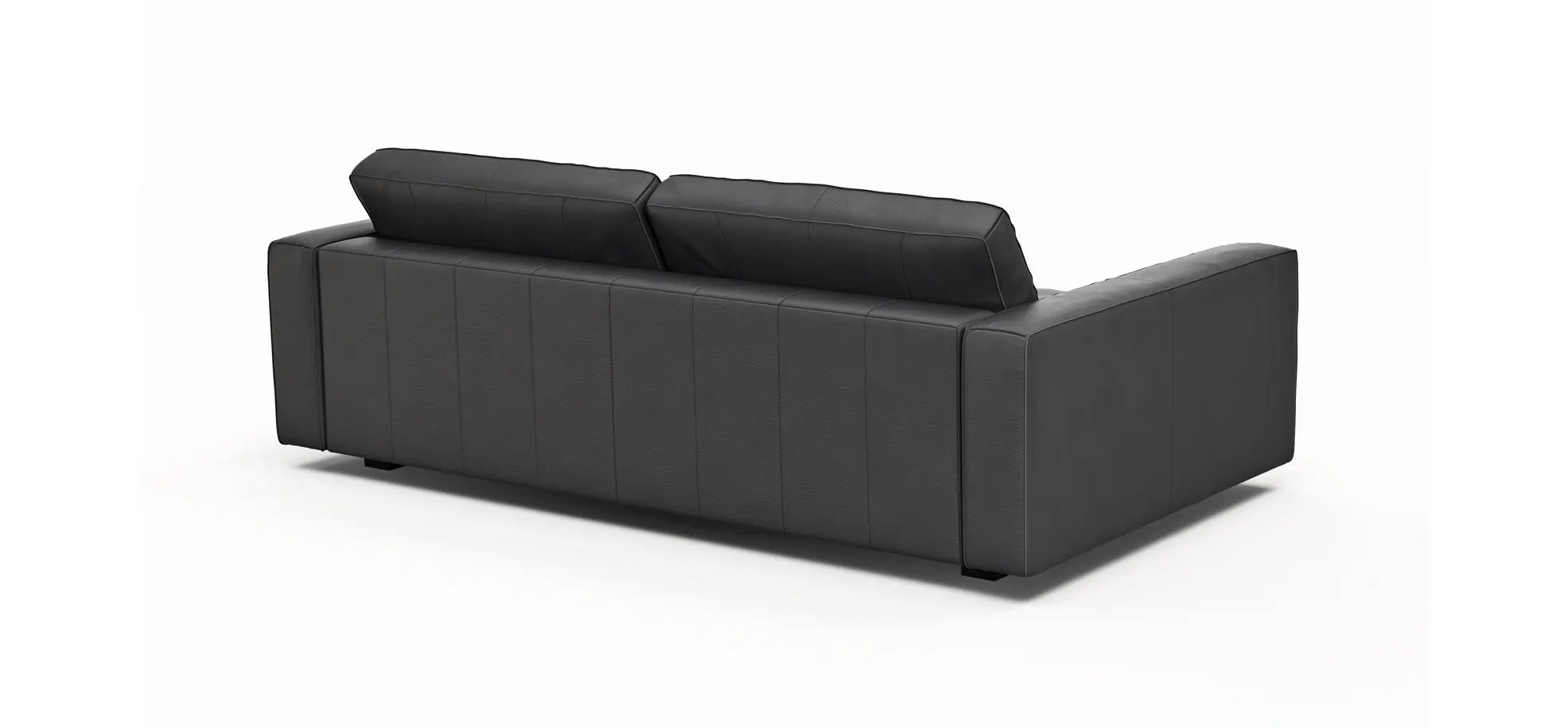 Sofa Aprino 2 - 3,5-Sitzer XL, Dickleder, Schwarz , Armlehne Block schmal