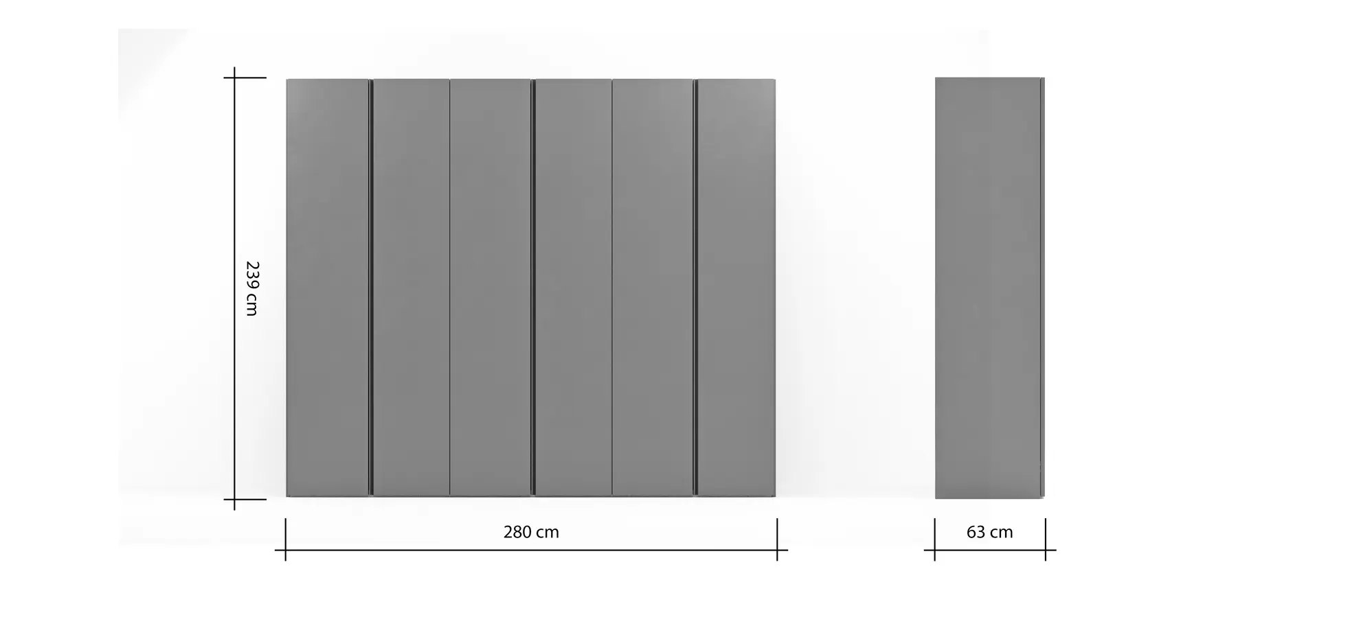 Drehtürenschrank Loretto - B ca. 280 cm, Melamin matt, Weiß