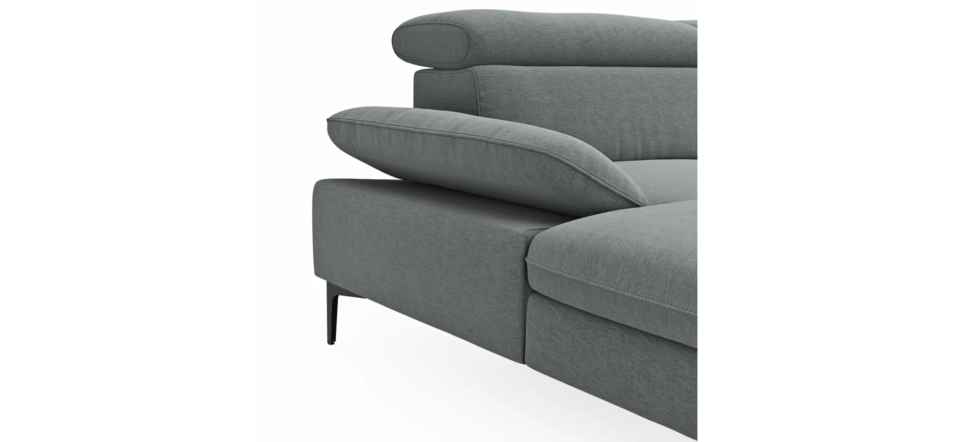 Ecksofa Felipa - Longchair links mit 2,5-Sitzer inkl. Armlehne verstellbar und Rückenlehne/Sitztiefe verstellbar (motorisch), Stoff, Grau