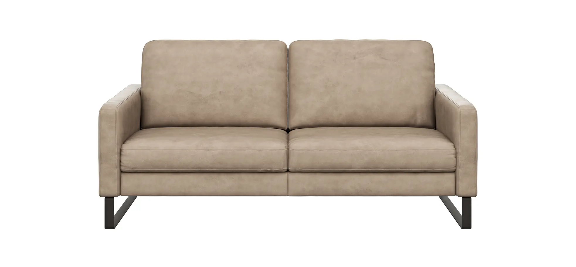 Sofa Enna - 3-Sitzer, Armlehne A, Leder, Taupe, Kufe, Schwarz 111497