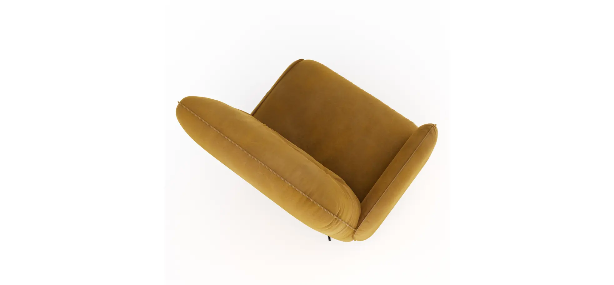 Loungesessel Lovere - Leder, Curry, Armlehne links