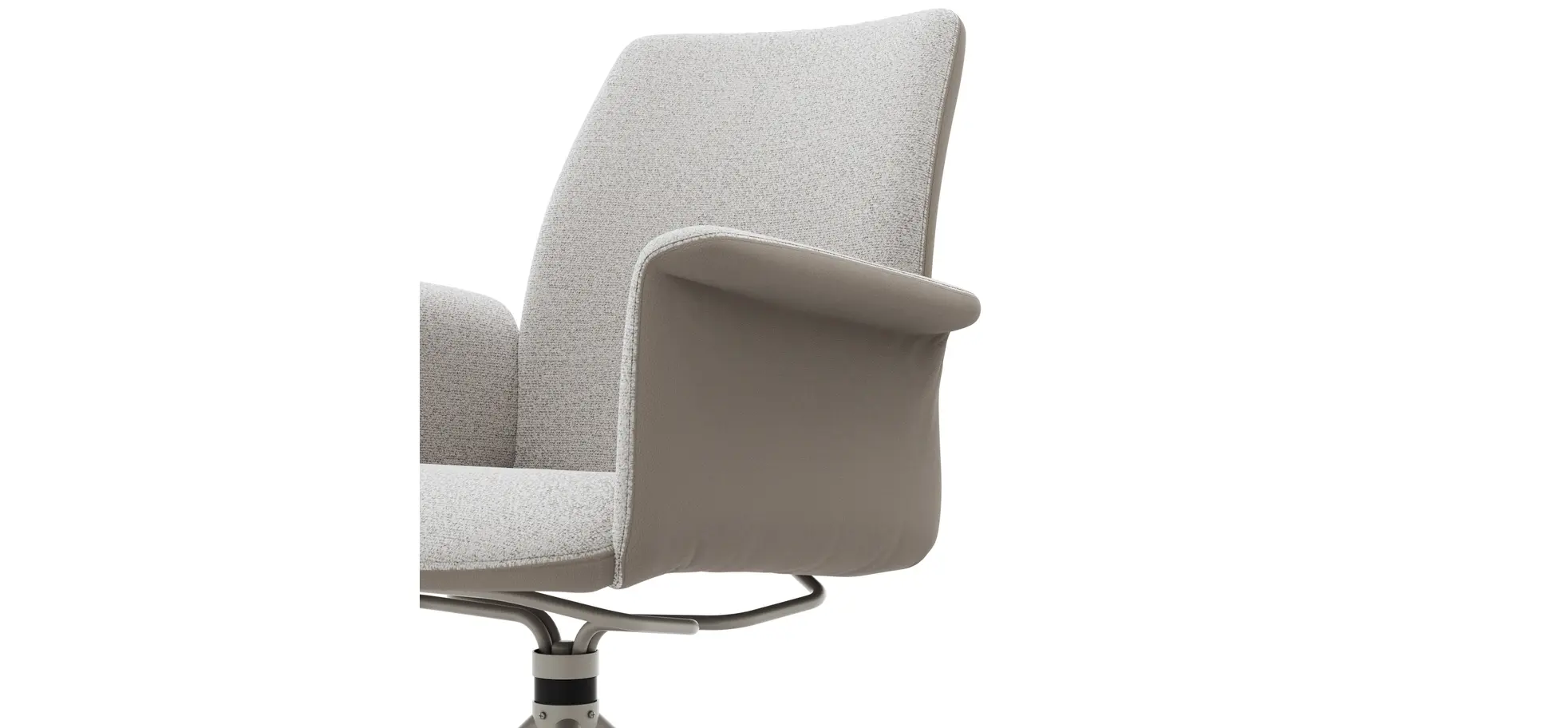 Armlehnstuhl Sedana - drehbar, Leder & Stoff, Grau