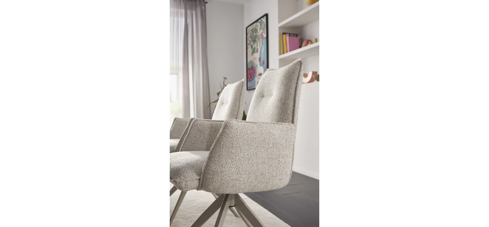 Armlehnstuhl Dinner - drehbar, Stoff, Champagner