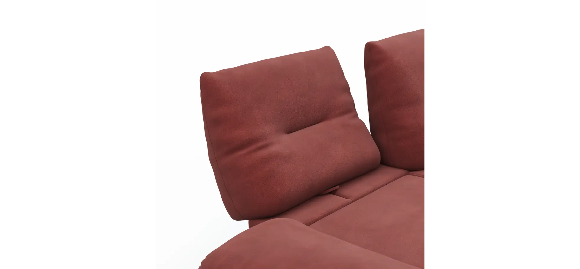 Sofa Lucero - 2,5-Sitzer inkl. Rückenlehne/Armlehne/Sitztiefe verstellbar und drehbares Sitzelement, Leder, Weinrot