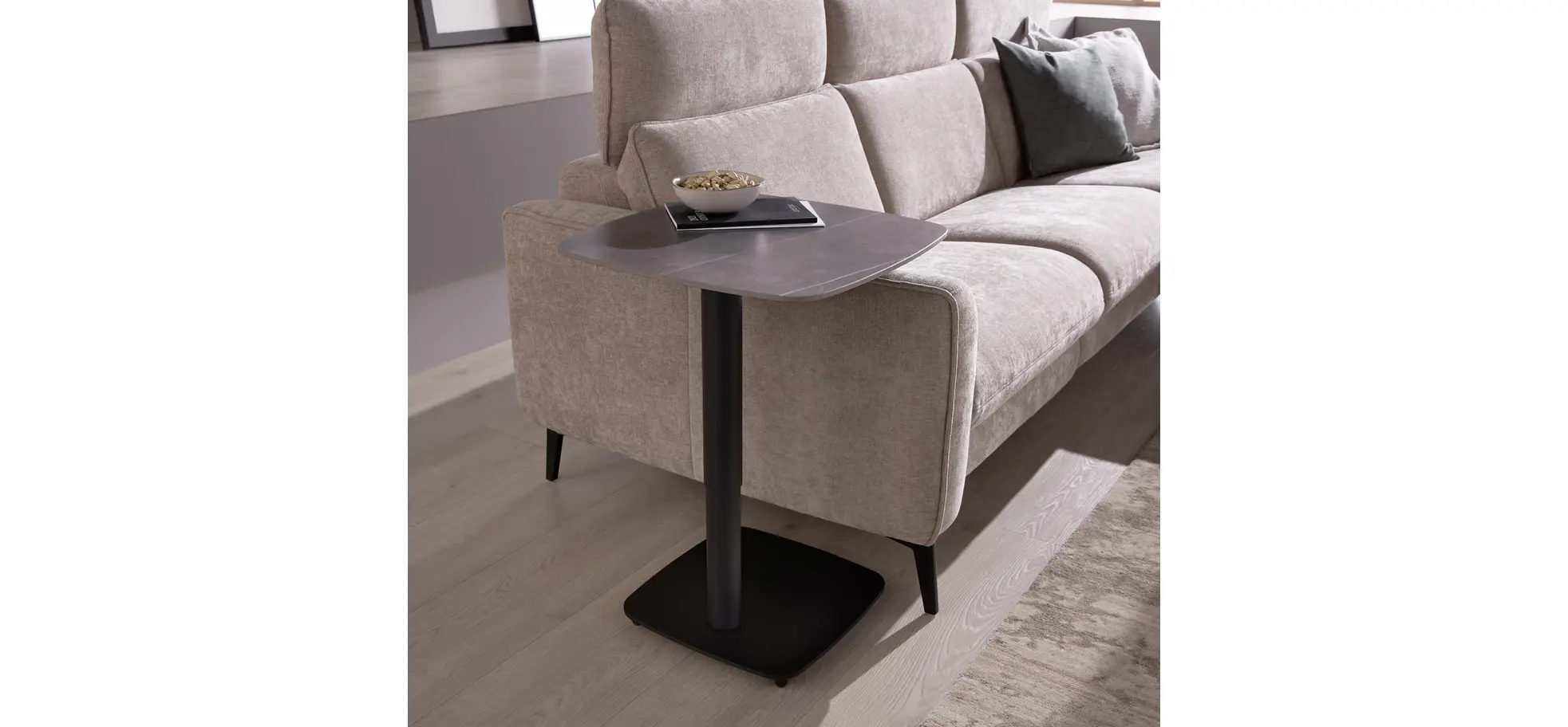 Couchtisch Camas - LBH ca. 75x75x42 cm, Keramik, Dunkelgrau