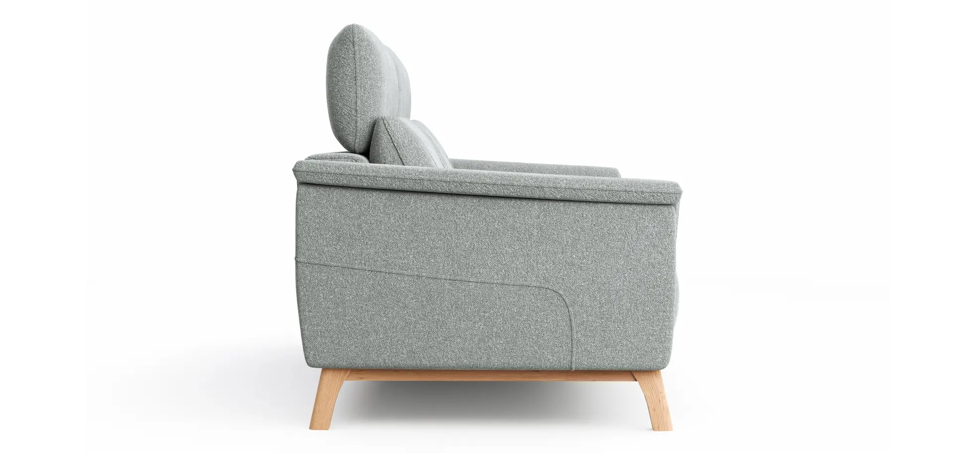 Sofa Nevin - 3-Sitzer inkl. Kopfpolsterverstellung, Stoff, Silbergrau