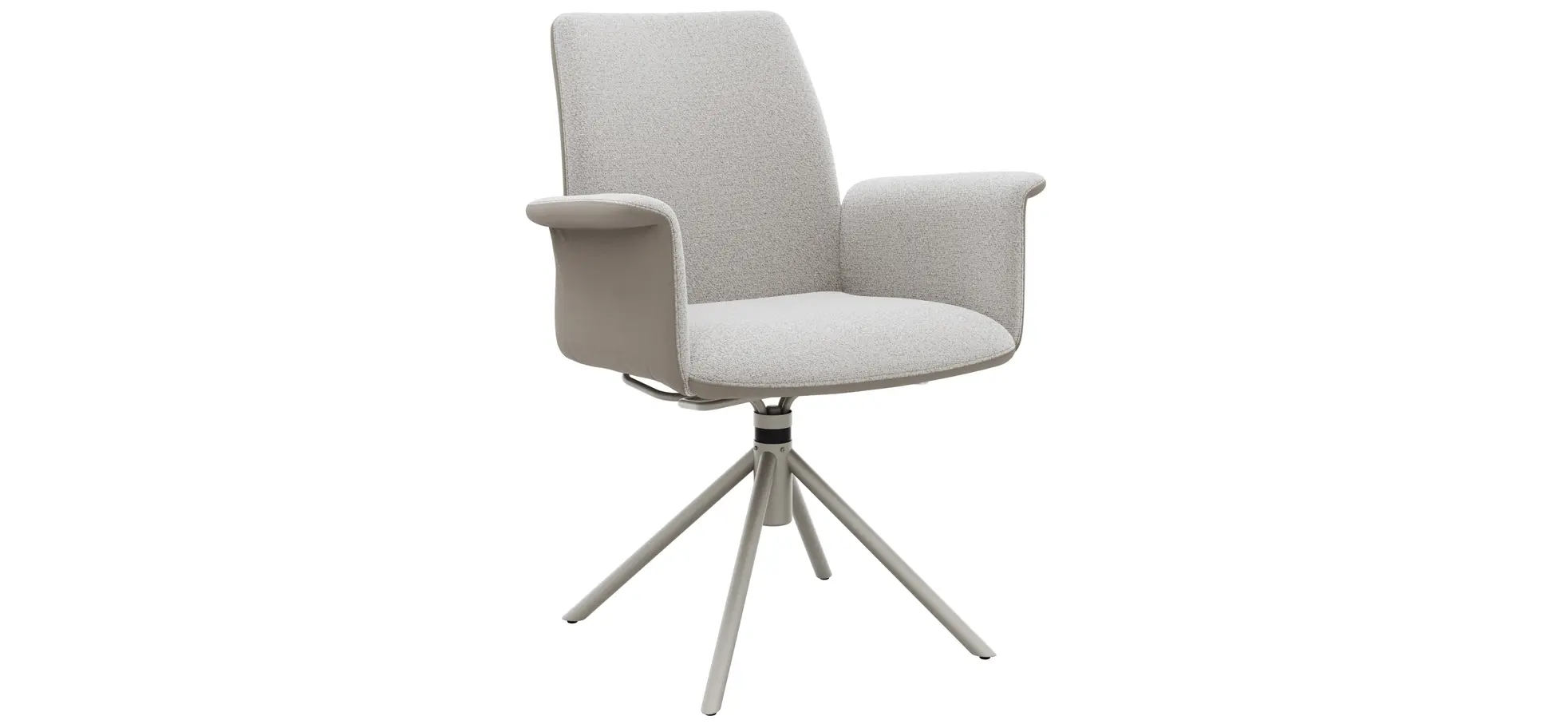 Armlehnstuhl Sedana - drehbar, Leder & Stoff, Grau