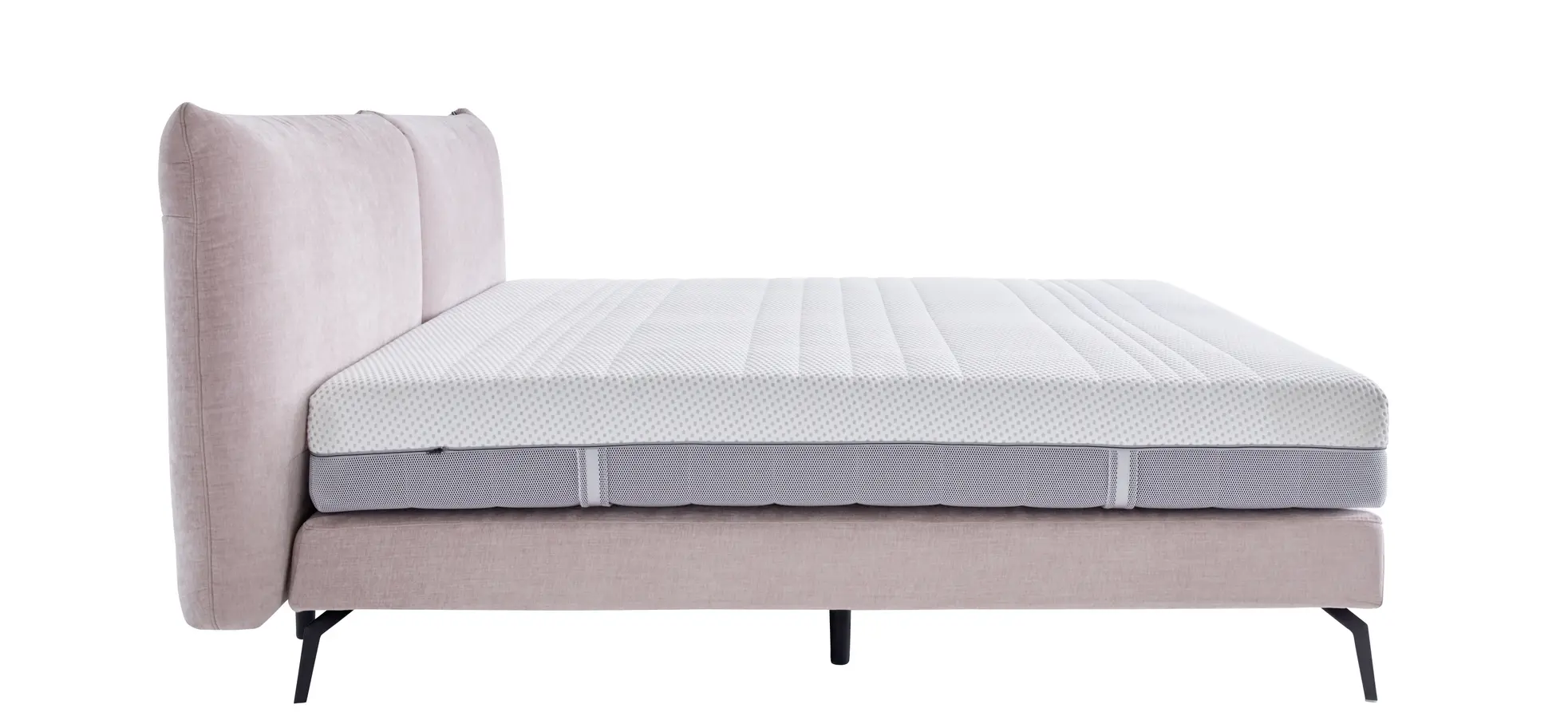 Boxspringbett Delia - Liegefläche 180x200 cm, Stoff, Rose 