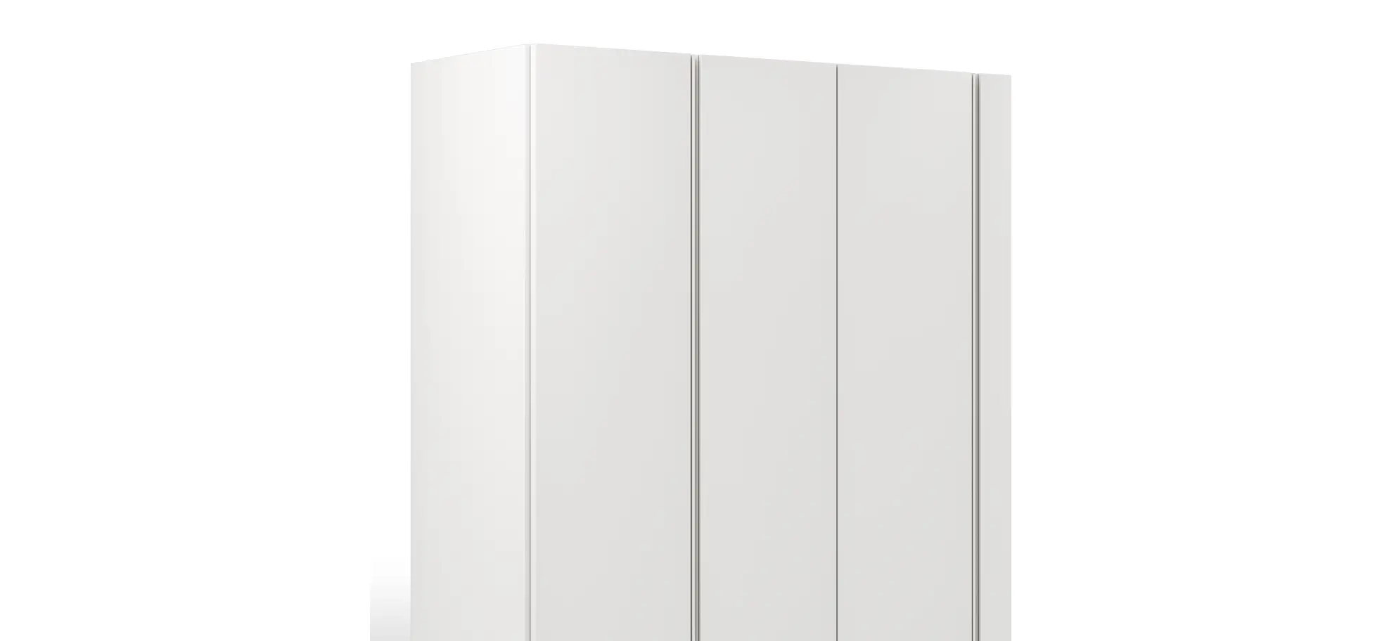Drehtürenschrank Loretto - B ca. 280 cm, Melamin matt, Weiß
