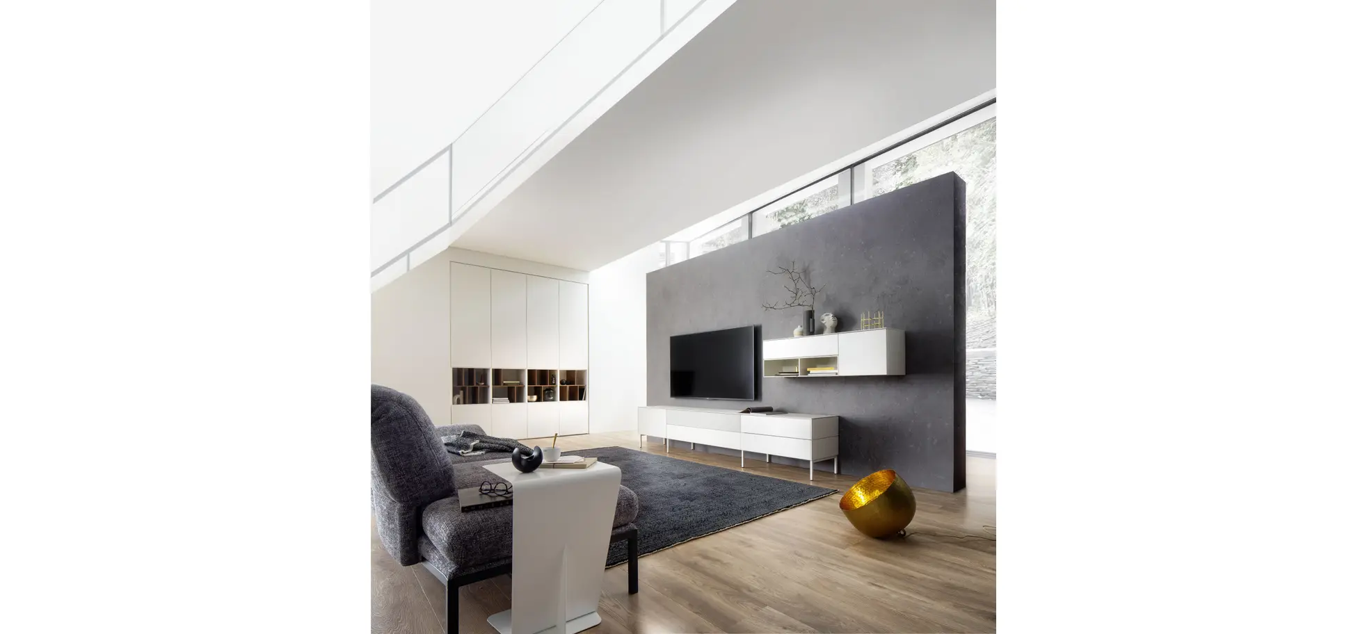 Wohnwand 3900 - B ca. 213 cm, Lack matt, Weiß