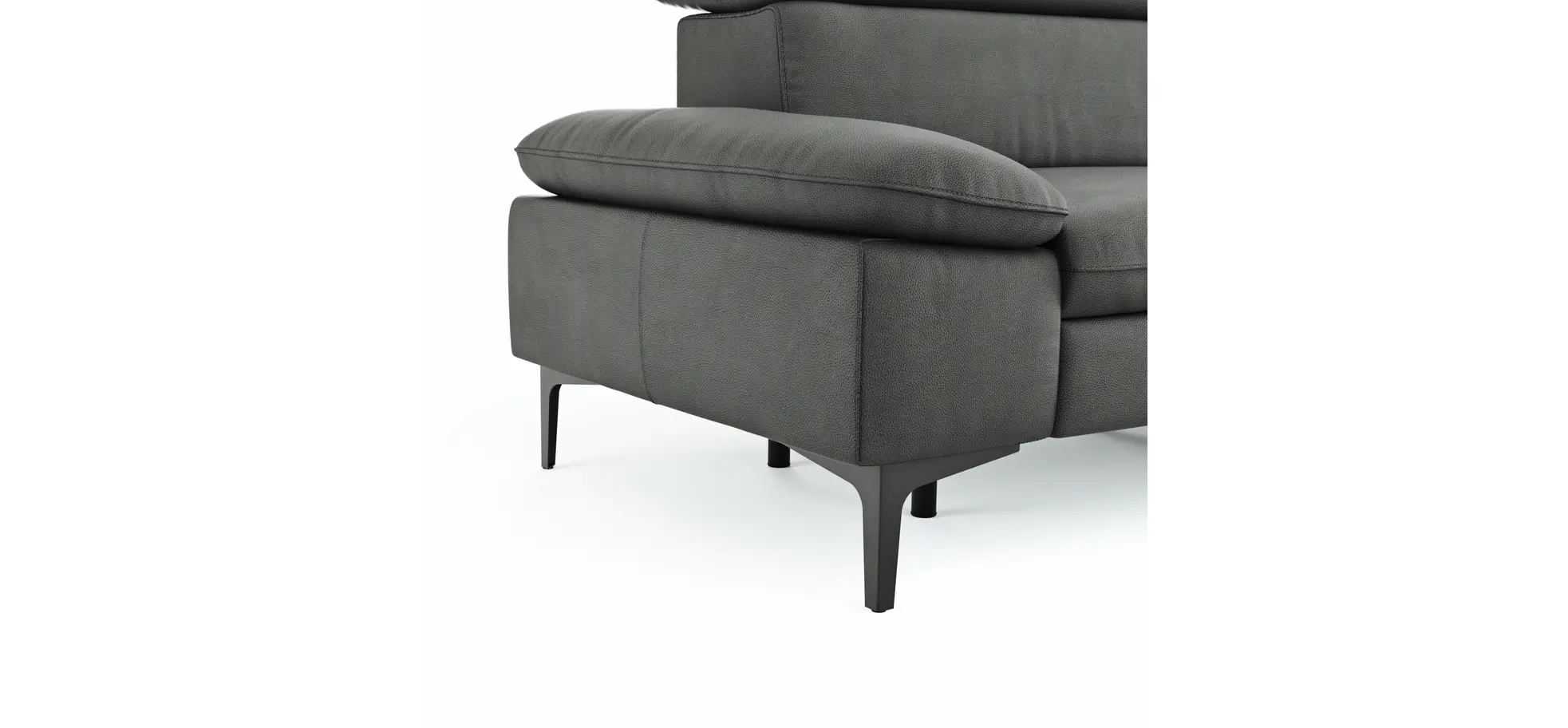 Sofa Felipa - 3-Sitzer inkl. Relaxfunktion (motorisch) und Kopfteil verstellbar, Leder, Grau