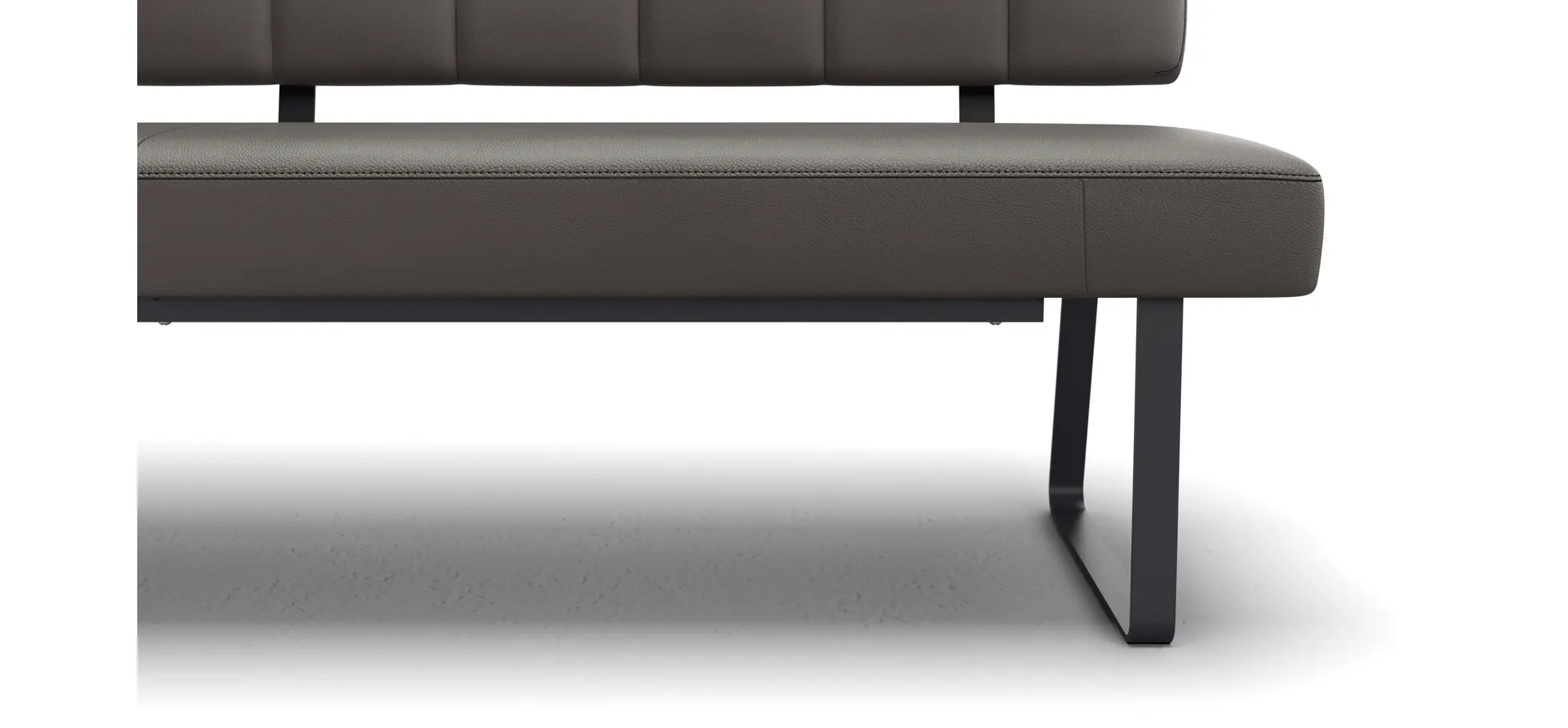 Polsterbank Carmelo - Breite ca. 203 cm, Leder, Steingrau