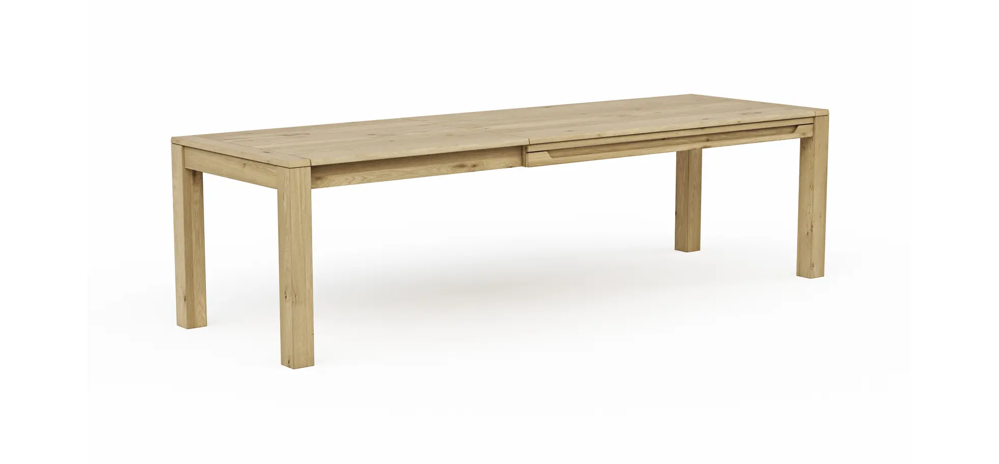 Esstisch Amora - ausziehbar, LB ca. 180x90 cm, Wildeiche massiv bianco