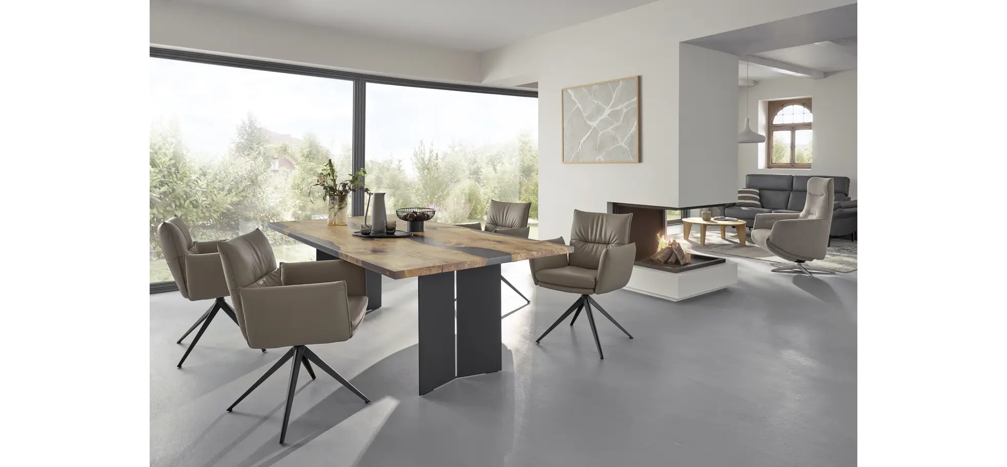 Armlehnstuhl Coscino - Velour, Graubeige