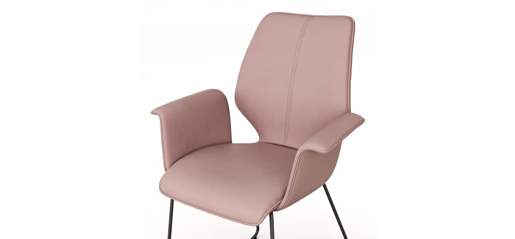 Armlehnstuhl Penthouse - Leder, Mauve, Kufen, Anthrazit