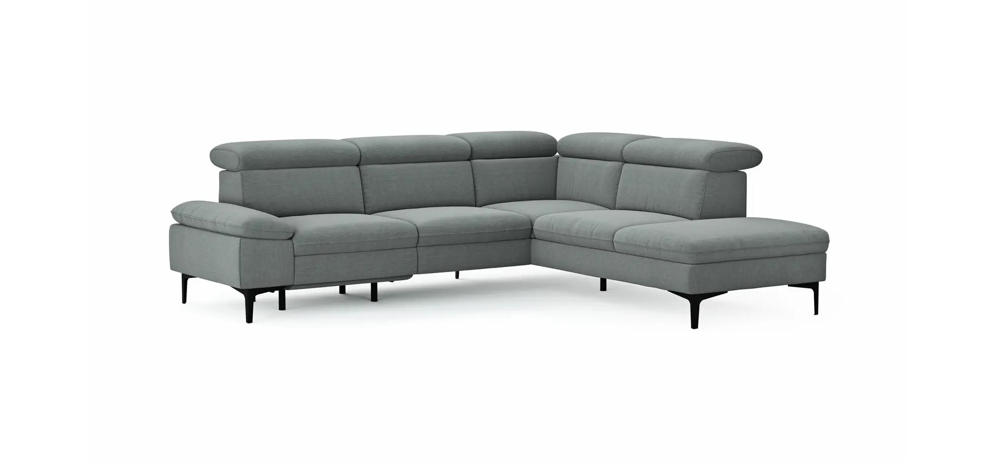 Ecksofa Felipa - 2,5-Sitzer mit Ecke rechts inkl. Armlehne verstellbar und Rückenlehne/Sitztiefe verstellbar (motorisch), Stoff, Grau