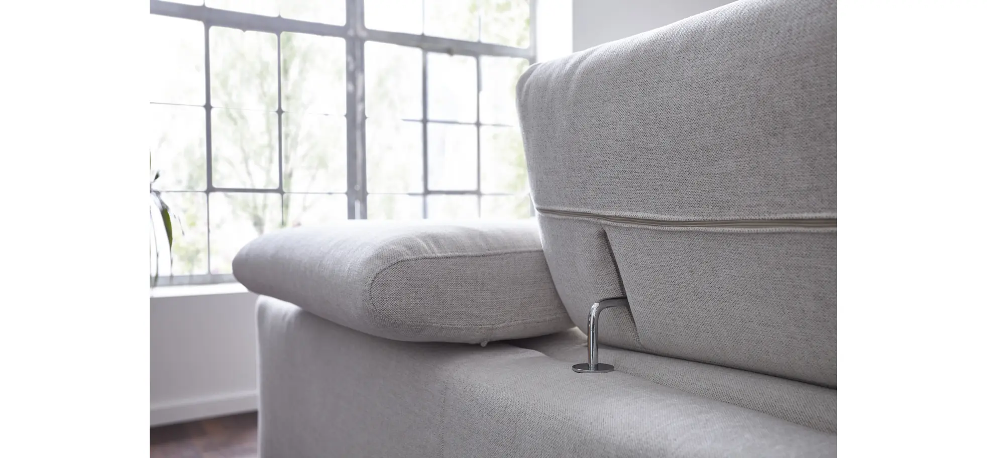 Ecksofa Felipa - Ecke links mit 2,5-Sitzer inkl. Kopfteil verstellbar, Stoff, Natur