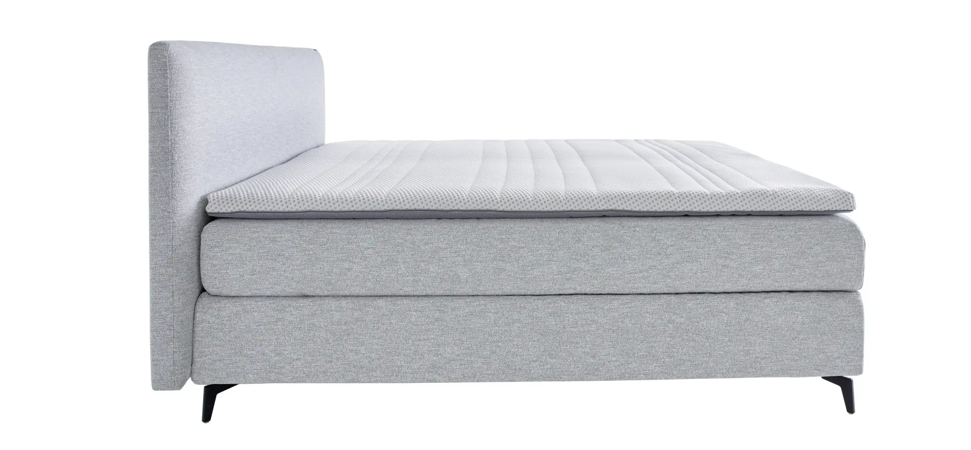 Boxspringbett Delia - Liegefläche ca. 180x200 cm, Stoff, Ecru