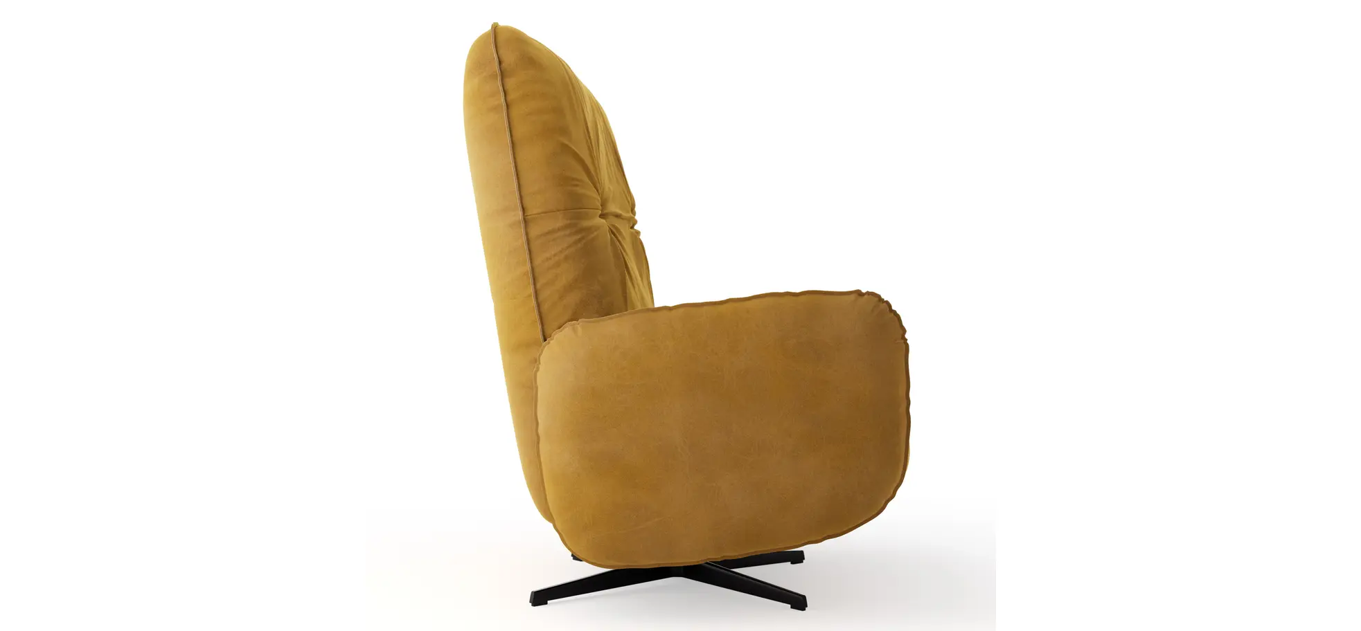 Loungesessel Lovere - Leder, Curry, Armlehne links