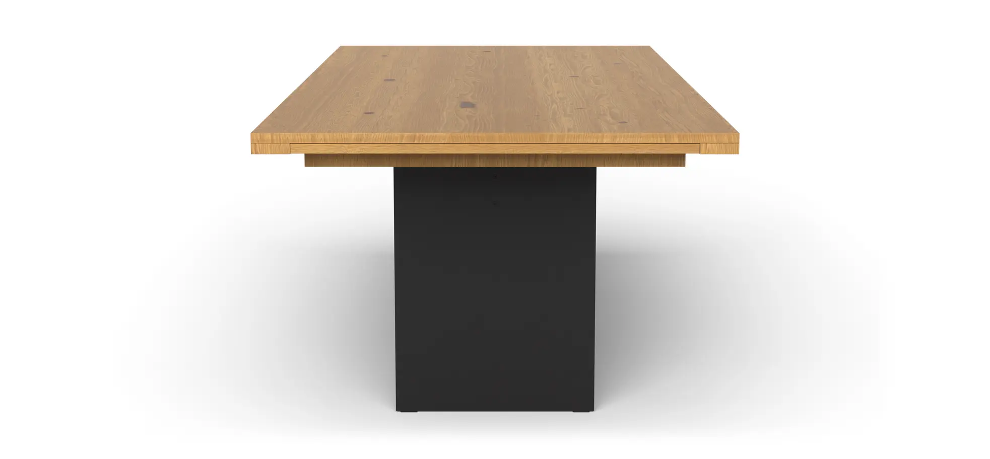 Esstisch 3110 - LB ca. 220x100 cm, ausziehbar,  Asteiche massiv, Geölt, Wange Rohstahl, Schwarz