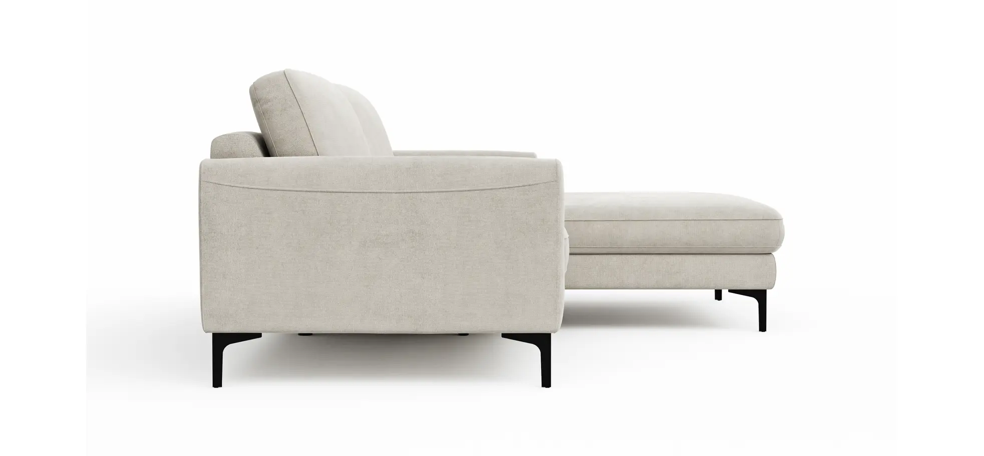 Ecksofa Oviedo - 1,5-Sitzer mit Longchair rechts, Stoff, Natur