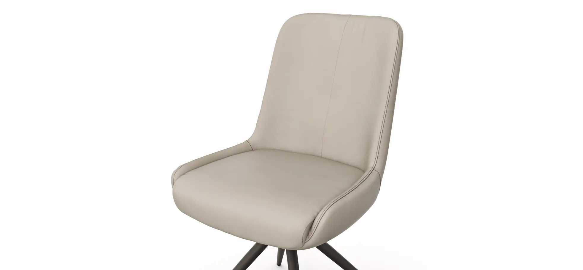 Stuhl Mis - Leder, Graubraun, Gestell, Schwarz