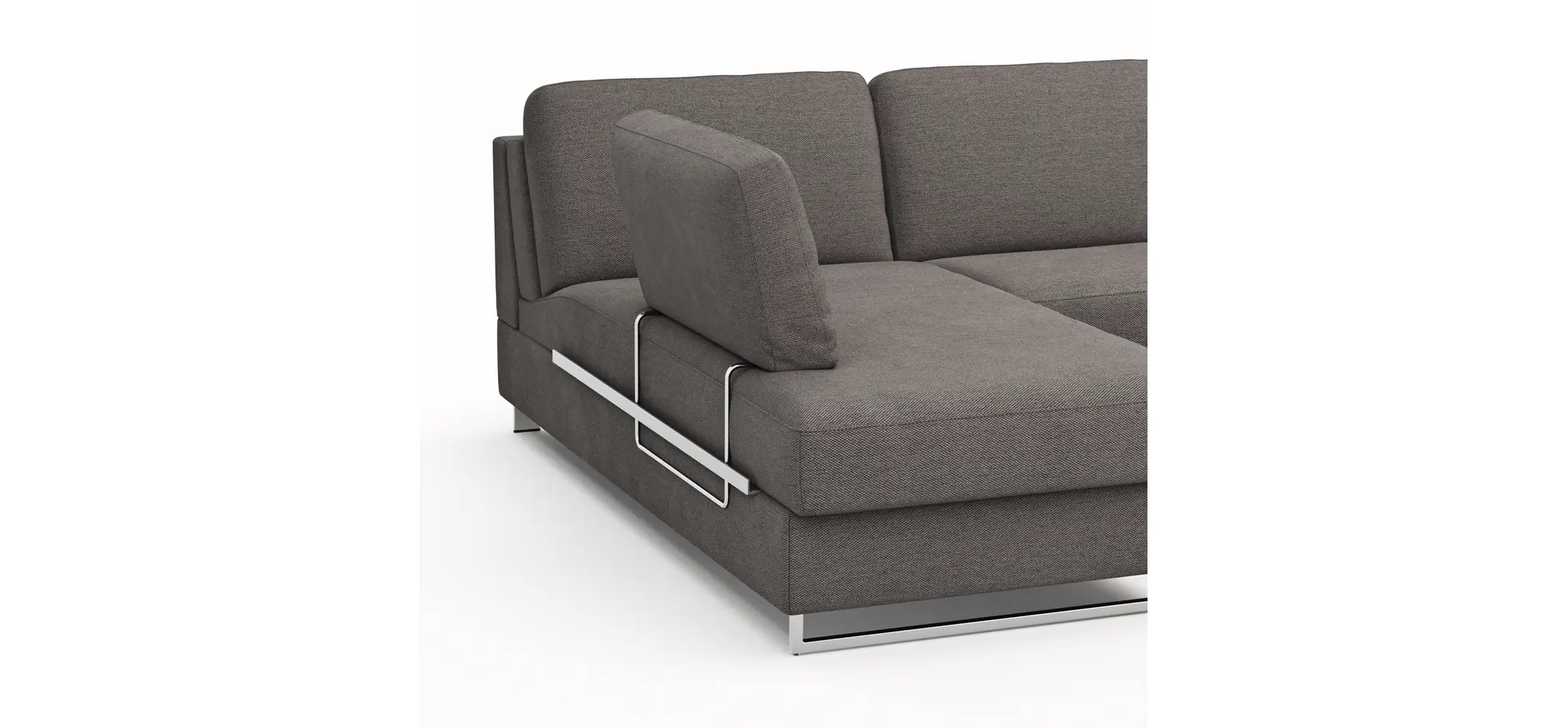 Ecksofa Nuoro - Longchair links mit 2-Sitzer inkl. Schlaffunktion und Bettkasten, Stoff, Grau