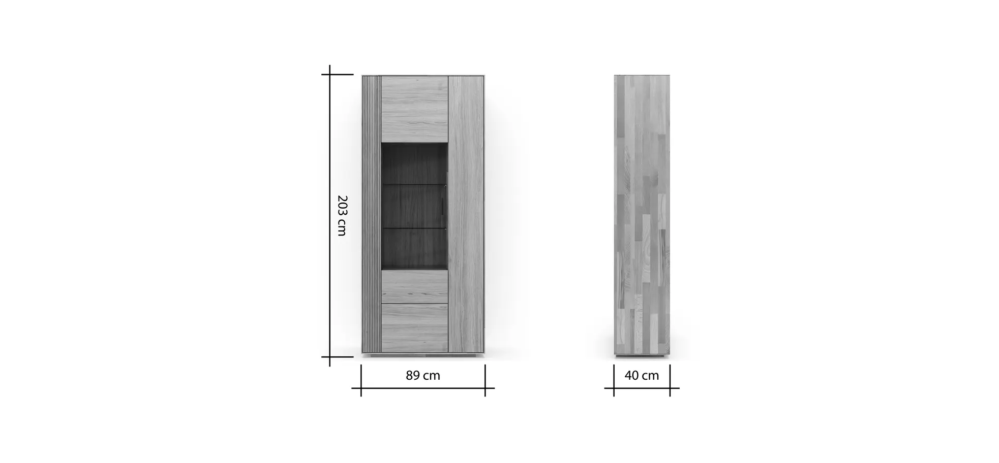Vitrine Estana - Eiche massiv, legno