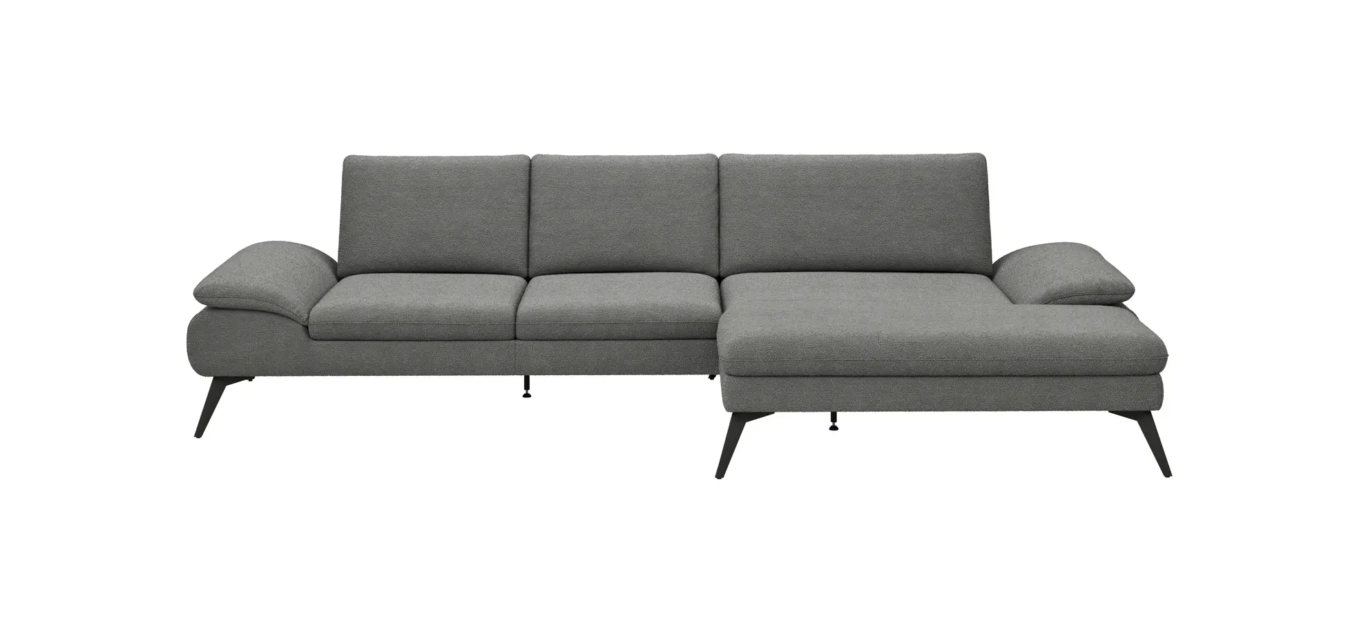 Ecksofa Collina - 2,5-Sitzer, Longchair rechts inkl. Sitztiefen- u. Armlehehnenverstellung, Stoff, Dunkelgrau 144455