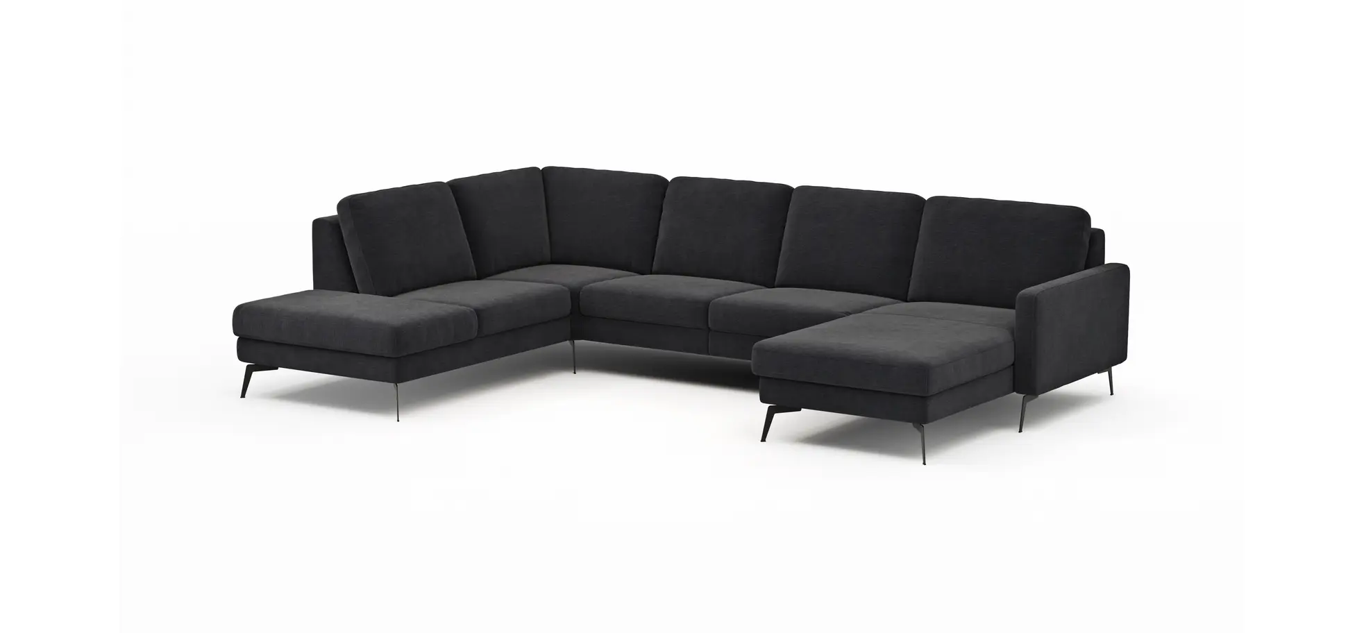 Wohnlandschaft Enna - Ecke links, 2,5-Sitzer, Longchair rechts, Stoff, Anthrazit