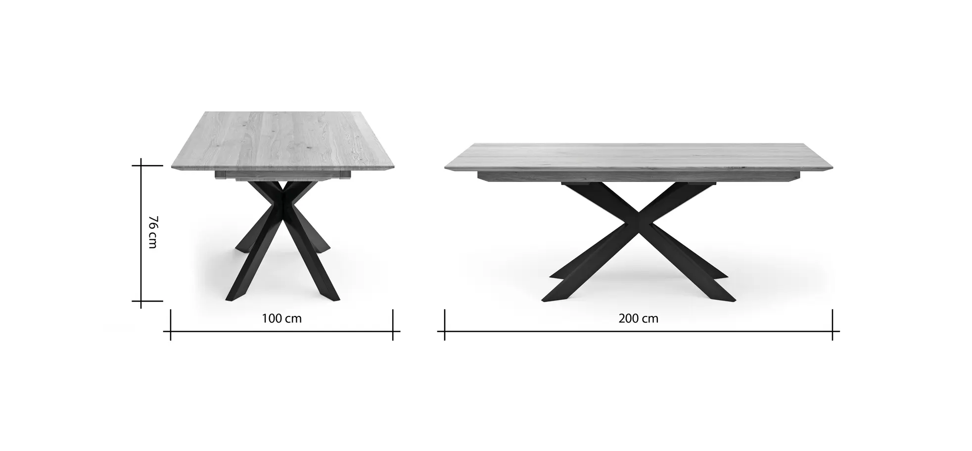 Esstisch Talara Lola - beidseitig ausziehbar, LB ca. 200x100cm, Wildeiche Bianco