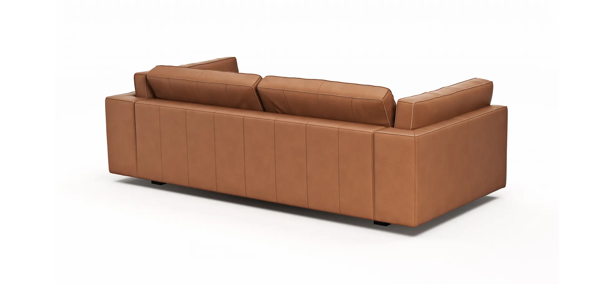Sofa Aprino 3 - 3,5-Sitzer L, Dickleder, Cognac, Armlehne Kissen