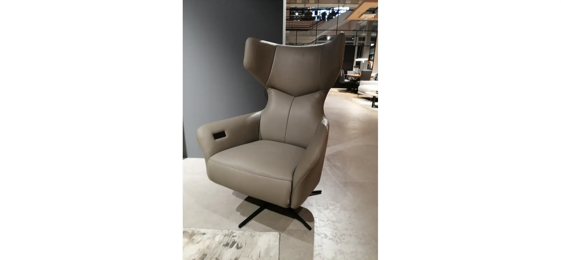 Sessel Noto Relax II - Rückenlehne und Fußteil verstellbar (motorisch), Leder, Grau