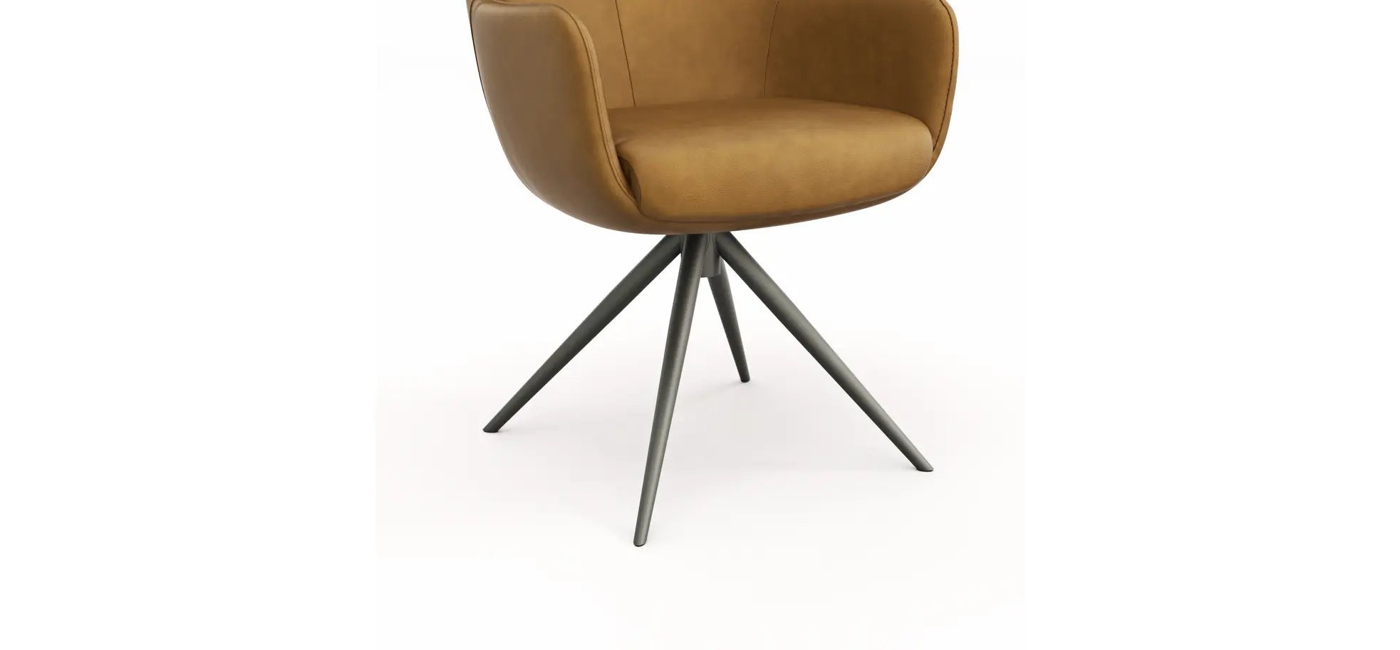 Armlehnstuhl Mis - Leder, Kurkuma, Gestell, Anthrazit