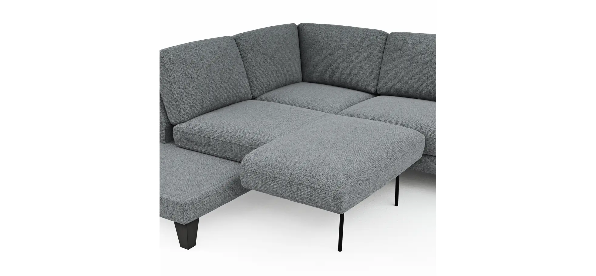 Ecksofa Oviedo - Ecke links mit 2,5-Sitzer inkl. Drehsitz, Stoff, Grau