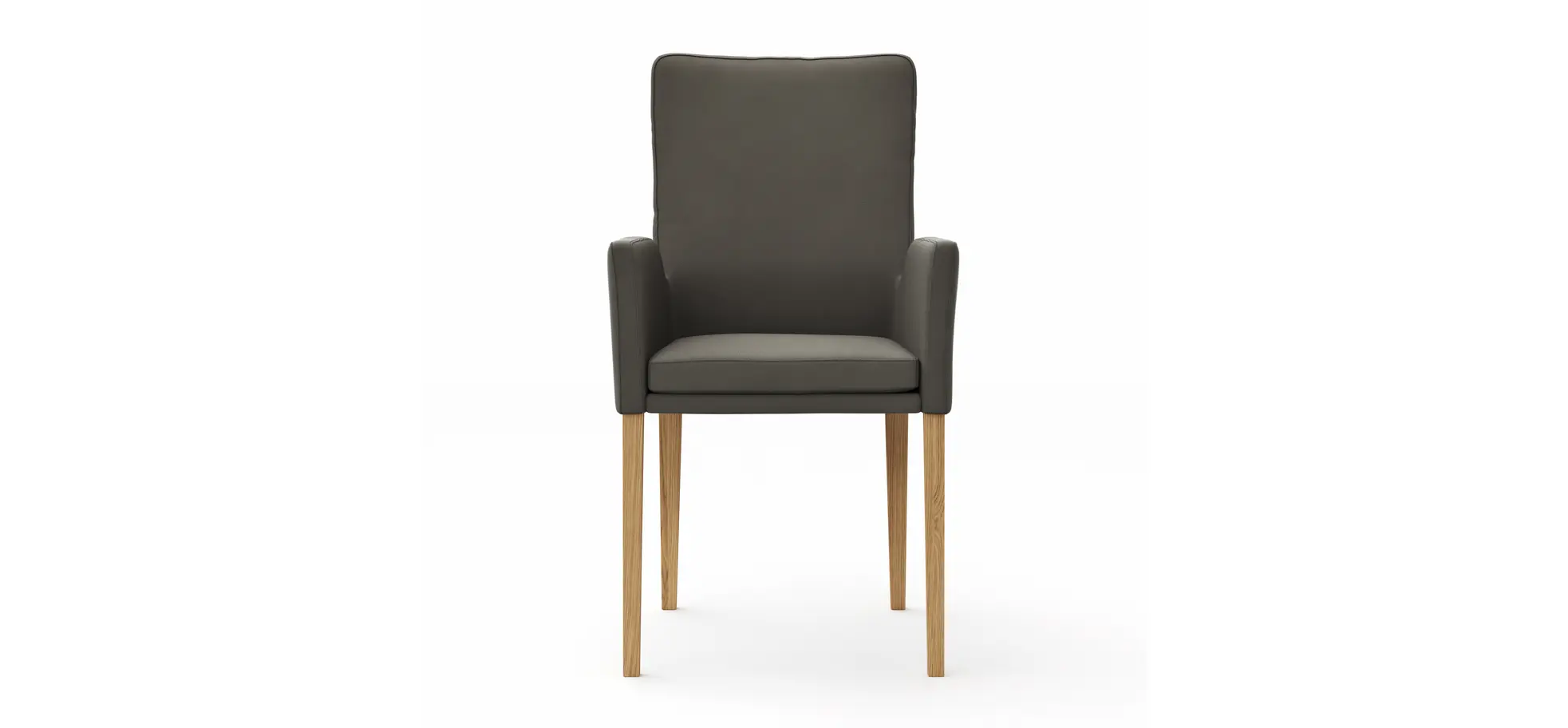 Armlehnstuhl Tuma - Leder, Graubraun