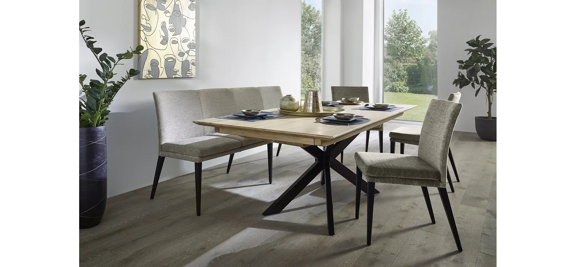 Esstische Talara Lola - LB ca. 220x100cm, Wildeiche Bianco